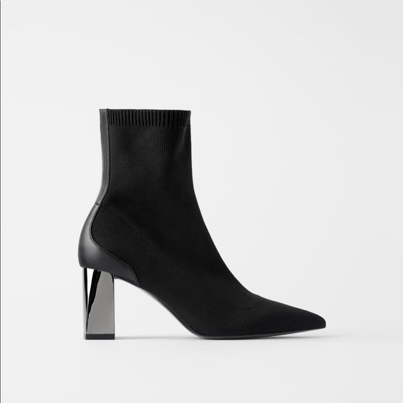 Zara Shoes - Zara Metallic Heel Stretch Ankle Boots